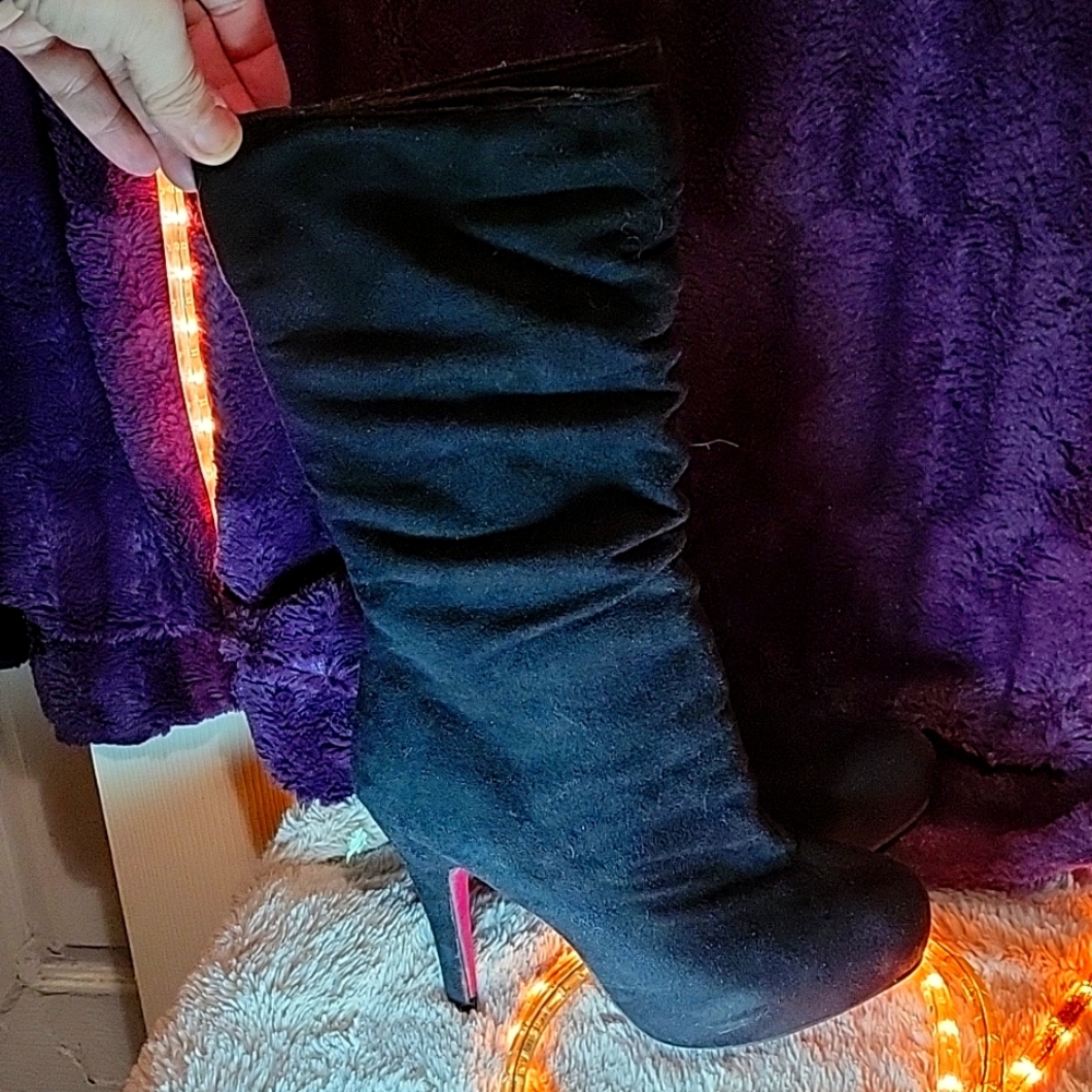 Black Suede tall booties